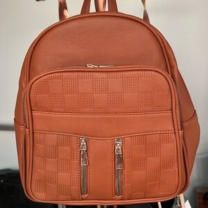Faux Leather Nutmeg Brown Backpack - N-W/O-T